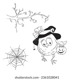 Cute owl for Halloween. Vector illustration.