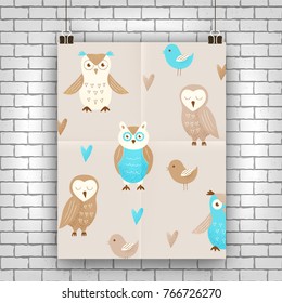 Cute owl, hand drawn design concept, celebration decor 