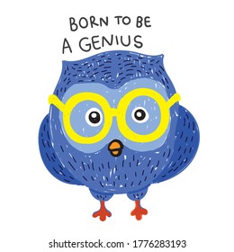 Cute owl hand drawn for t shirt