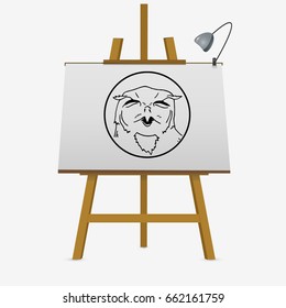 Cute Owl hand drawn vector illustration on easel