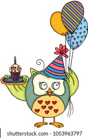 Cute owl happy birthday