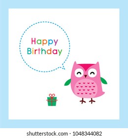 cute owl happy birthday greeting card vector