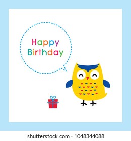 Cute Owl Happy Birthday Greeting Card Stock Vector (Royalty Free ...