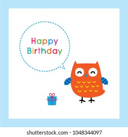 cute owl happy birthday greeting card vector