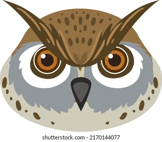 Cute owl head in flat style illustration