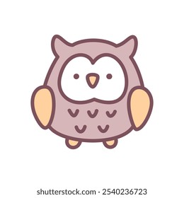 Cute owl icon. Hand drawn illustration of a funny owlet isolated on a white background. Vector 10 EPS.