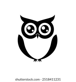 Cute Owl Icon Representing Nocturnal Wildlife, Forest Creatures, and Whimsical Nature Elements