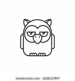 cute owl icon, thin line style, flat design