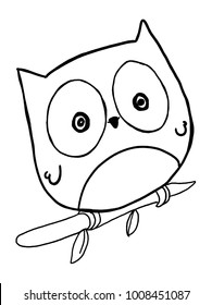 cute owl illustration and coloring 