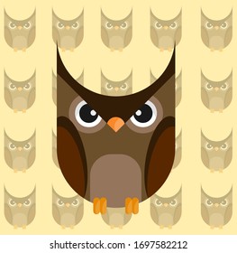 cute owl illustration drawn as vector, fabric design, funny cartoon, wallpaper design and 
T-shirt 