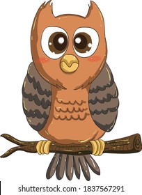 a cute owl  illustration suitable for the  season which is Halloween in a simple but cute style to editing like a post card, poster, gift, etc