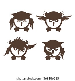 Cute owl label on white background