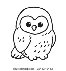 an cute owl line art illustration with white background