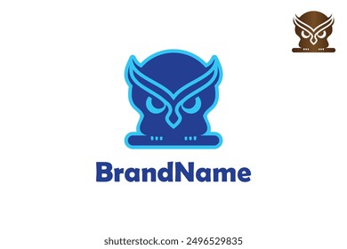 Diseño de Logo de Búho Lindo. Un logotipo de búho simple y minimalista. Diseño único y lindo, pero aún así un diseño plano para que sea fácil de aplicar en cualquier medio, Plantilla de logotipo de Vector.
