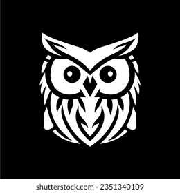 Cute Owl logo set template vector illustration. Black Background