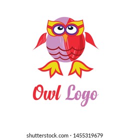 Cute 'Owl' Logo vector illustration. Beautiful, colorful and playful cute Owl logo with Dummy text.