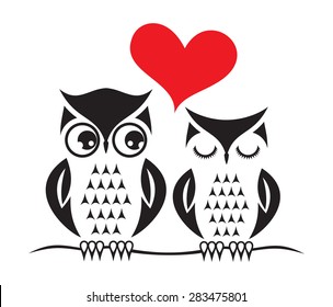 Cute Owl Love Card Template Stock Vector (Royalty Free) 283475801