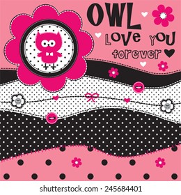 cute owl love card vector illustration