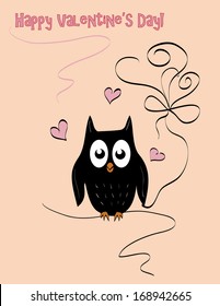 cute owl in love, Valentine's holiday card