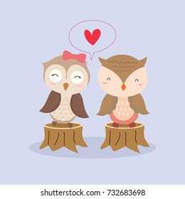 cute owl in love vector