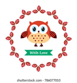 cute owl with love vector