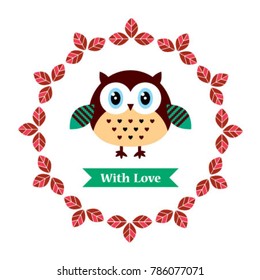 cute owl with love vector