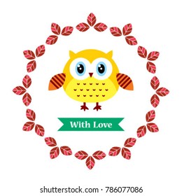 cute owl with love vector