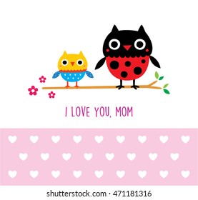 cute owl i love you mom card