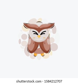 cute owl mascot cartoon design vector