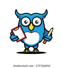 Cute owl mascot design illustration, education-related