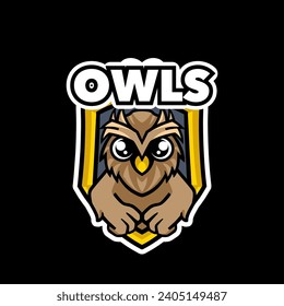 Cute owl mascot emblem logo sport