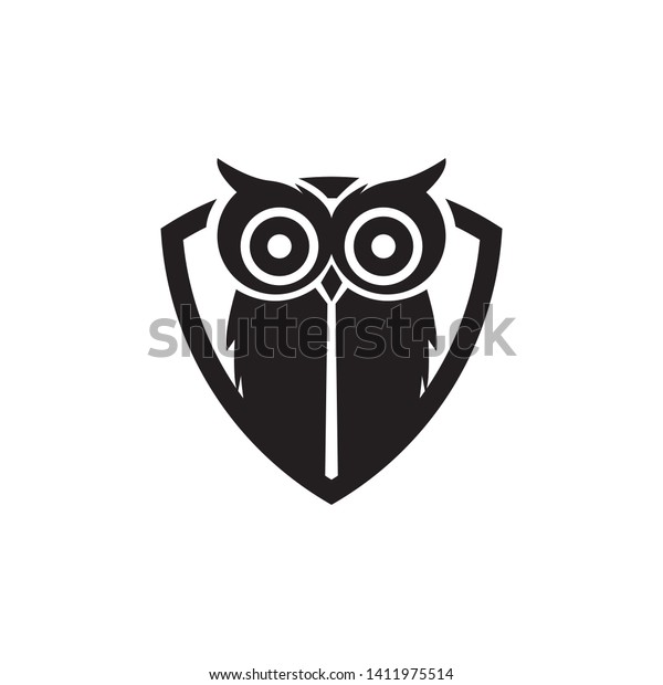 Cute Owl Mascot Shield Flat Black Stock Vector (Royalty Free ...