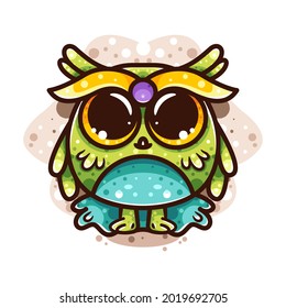 cute owl monster for icon, logo, sticker and illustration.