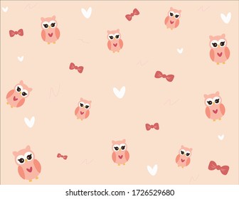 Cute owl on pink background