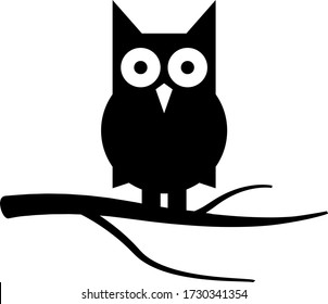 Cute owl on sitting a branch