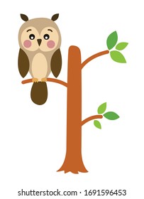 Perro de corte en una ilustración de un árbol vectorial.Ilustración de animales forestales.