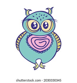 Cute owl on a white background. Flat style 