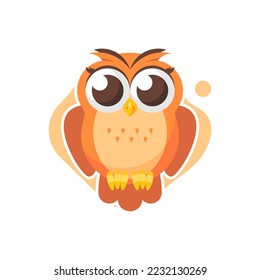 Cute owl orange cartoon vector icon illustration. animal nature icon concept isolated 