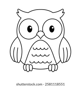 cute owl outline for coloring illustration