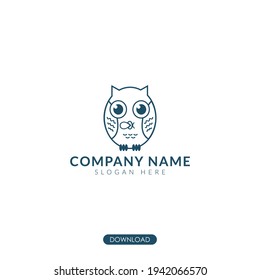 lindo búho con un pacificador sobre fondo blanco. ilustración vectorial de logotipo