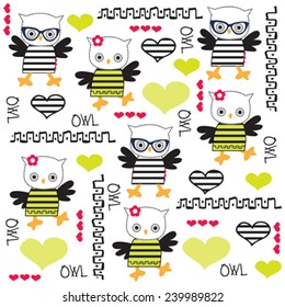 cute owl pattern with heart