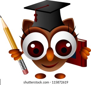 cute owl with pencil and book