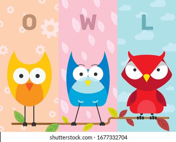 Cute Owl Owl Perched on A Twig Illustration