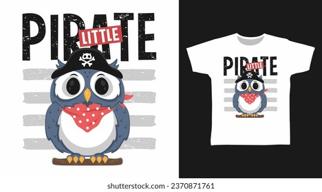 Cute Owl Pirate tshirt art fashion design.