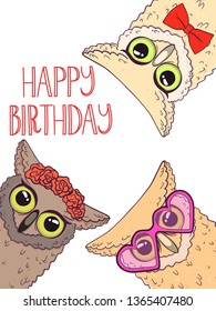 Cute owl for poster, greeting, birthday card and party decor

