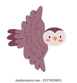 Cute owl in Scandinavian style on a white background.