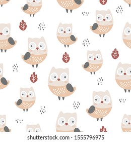 Cute owl seamless background repeating pattern, wallpaper background, cute seamless pattern background