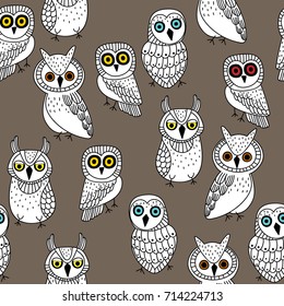 cute owl seamless pattern