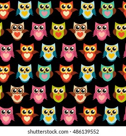 Cute Owl Seamless Pattern Background Vector Illustration EPS10