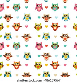 Cute Owl Seamless Pattern Background Vector Illustration EPS10